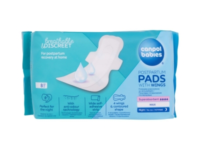 Breathable & Discreet Night Postpartum Pads With Wings - Canpol Babies Apa de parfum