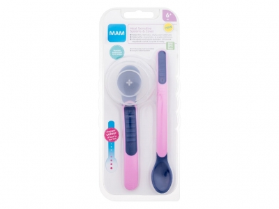 Heat Sensitive Spoons & Cover 6m+ Pink - MAM Apa de parfum